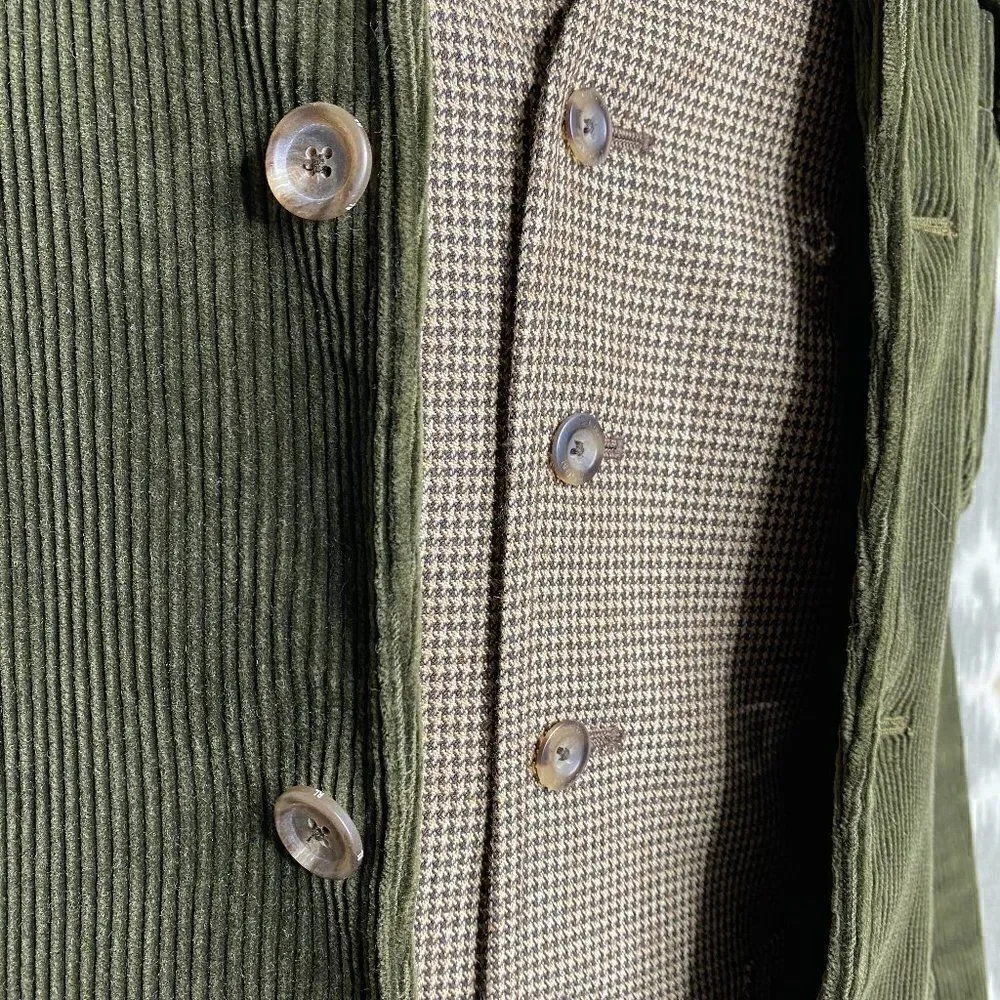 Polo Ralph Lauren Vintage Olive Green Cotton Corduroy Messenger Sport Coat